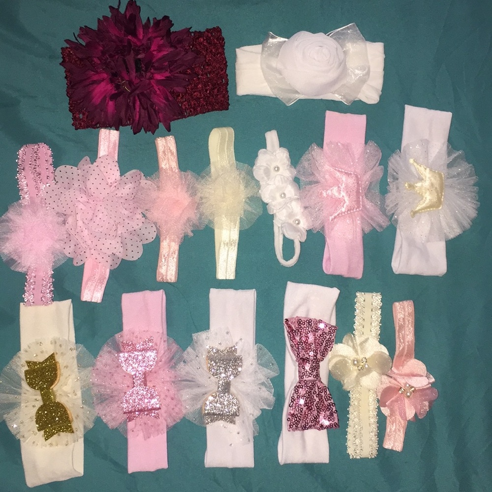 Baby girl headbands & milestone prop set